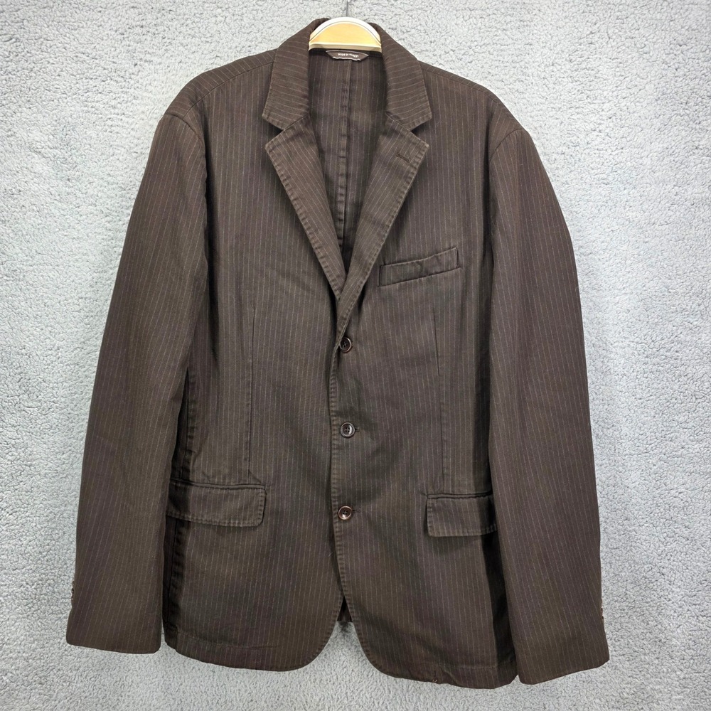 Banana Republic Brown Pinstripe Garment Dye Cotton Blazer Mens 44R Sport Coat